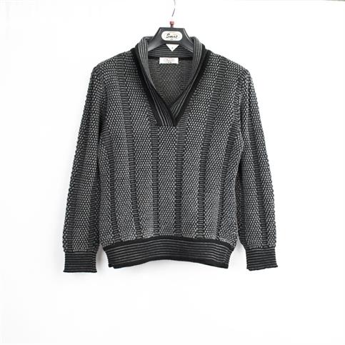 COLLO SCIALLE MAGLIA INGLESE A COSTE NERO GRIGIO chiaro