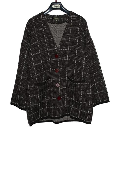 CARDIGAN JACQUARD 6000 MARRONE SCURO