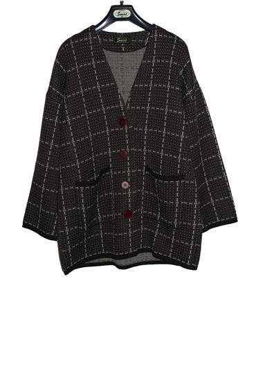 CARDIGAN JACQUARD 6000 MARRONE SCURO