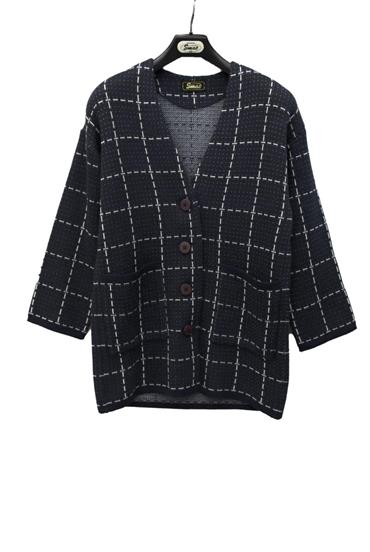 CARDIGAN JACQUARD 6000 BLU NOTTE