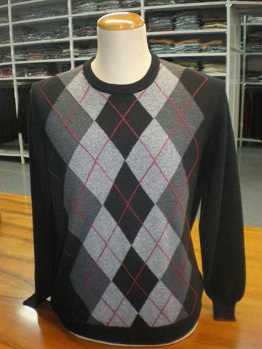 CASHMERE E LANA GIRO COLLO RASATO   FULL FASHION NERO INTARSIO